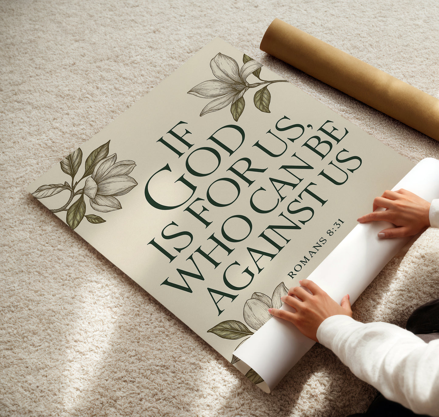 Romans 8:31 Christian Art Print