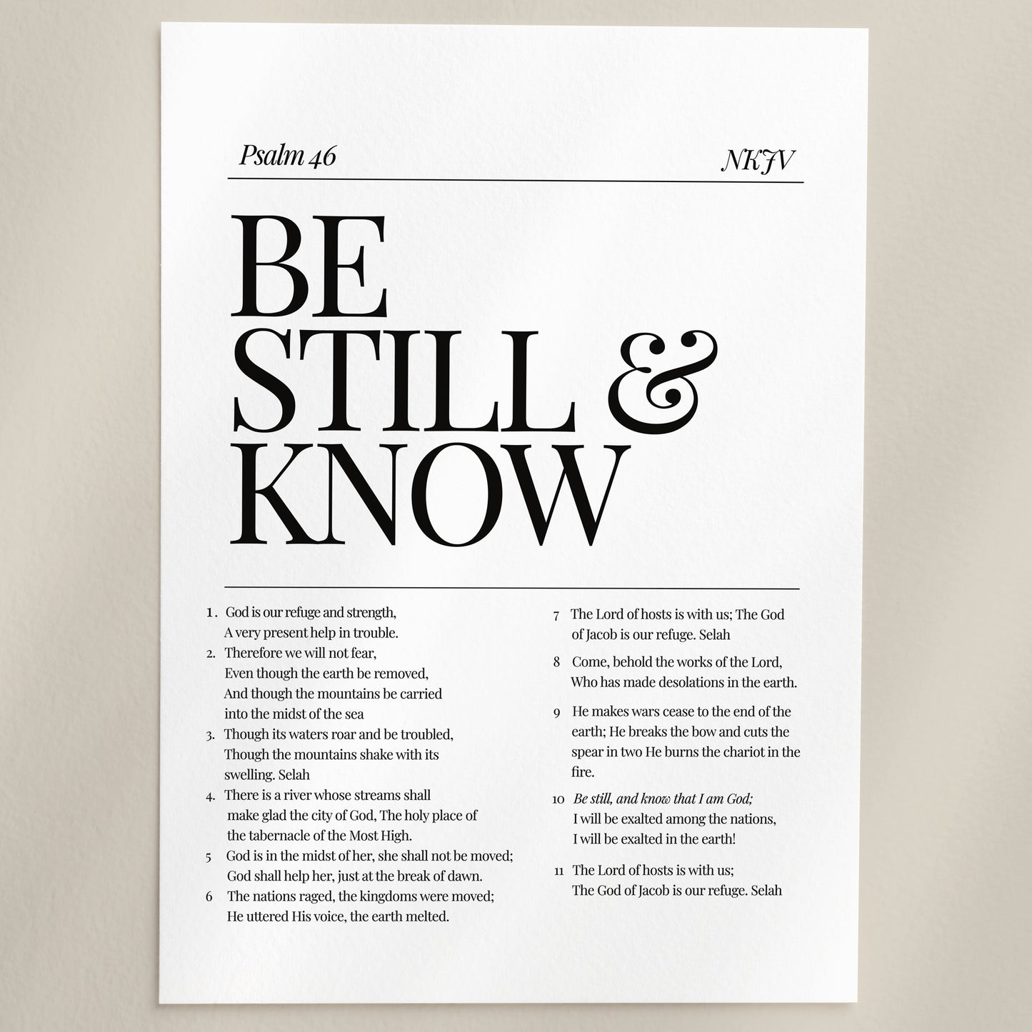 Be Still & Know Psalm 46 Christian Wall Art