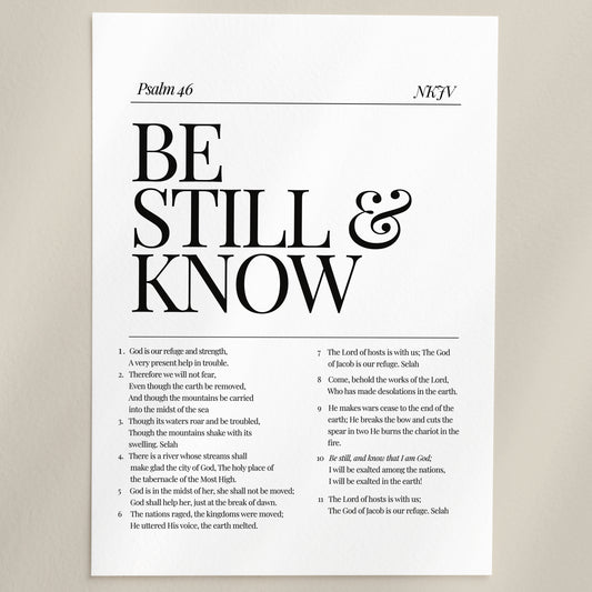 Be Still & Know Psalm 46 Christian Wall Art