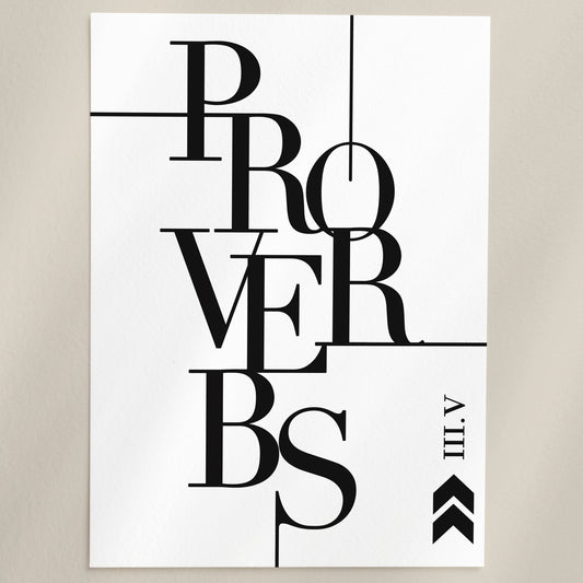 Proverbs 3:5 Typography Christian Wall Art Print