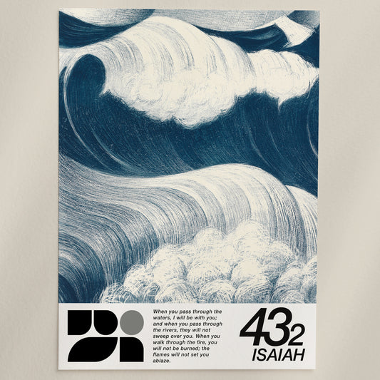 Isaiah 43:2 Wave Christian Wall Art Print