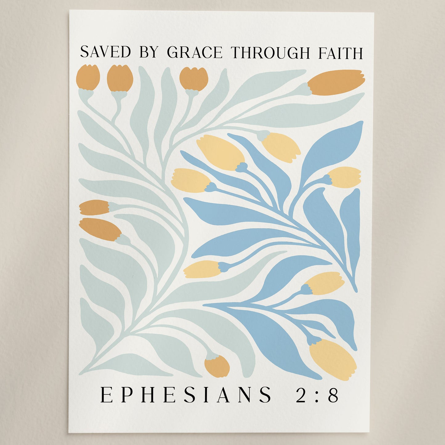 Ephesians 2:8 Bible Verse Christian Art Print